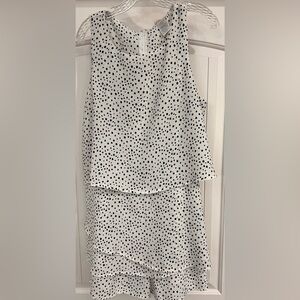 Main Strip Black and White Polka Dot Romper
